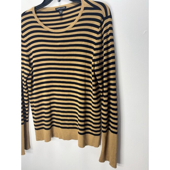 EILEEN FISHER Women’s Tencel/Silk Tan/Black Striped Pullover TopSweater Sz M - Picture 5 of 16